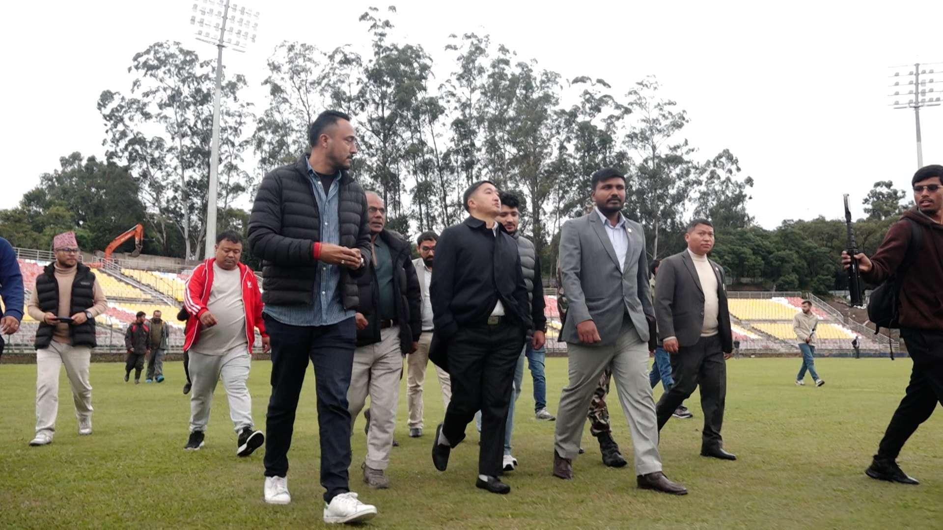 मन्त्री गुप्ताले गरे त्रिवि अन्तर्राष्ट्रिय क्रिकेट मैदानको निरीक्षण